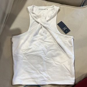 Abercrombie & Fitch white twisted crop top. Never been worn! Medium.